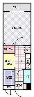 リッツハウス(1K/5階)の間取り写真