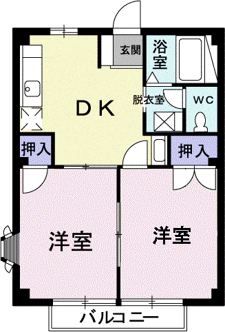 CITY CALM 伊藤 2(2DK/2階)の間取り写真