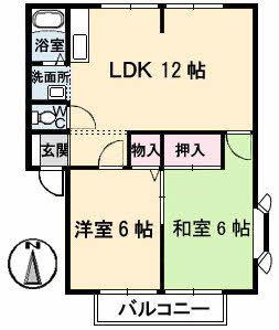 グリーンヒルズ太田 B(2LDK/2階)の間取り写真