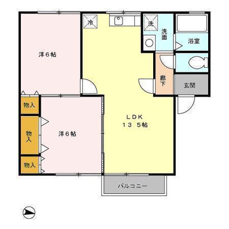 セジュール朝木(2LDK/2階)の間取り写真