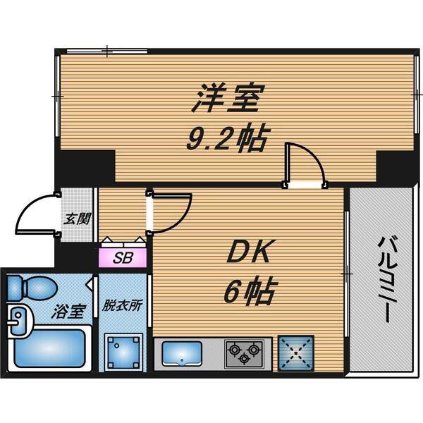 藤和シティコープ大手前II(1DK/2階)の間取り写真