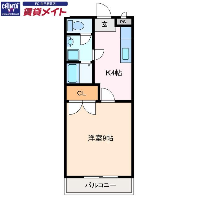 ウッドンビレッジIII(1K/3階)の間取り写真