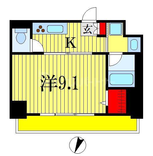 KDXレジデンス千葉中央イースト(1K/9階)の間取り写真