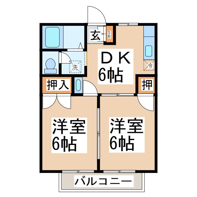プライム(2DK/1階)の間取り写真