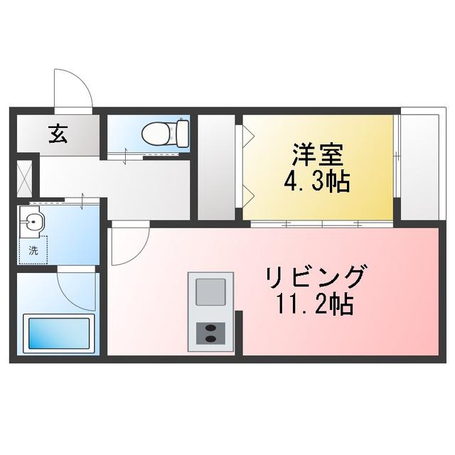 ラ・メゾン船町(1LDK/1階)の間取り写真