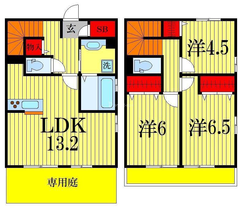 ラルジュ・ヴィオーラ S棟(3LDK/1階)の間取り写真