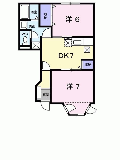 エトワール(2DK/1階)の間取り写真