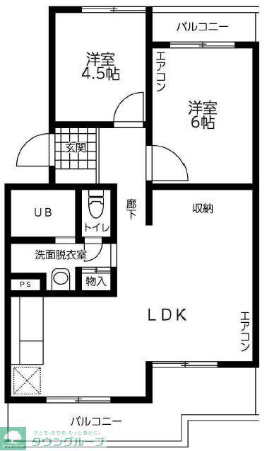 アスパイア若草台(2LDK/2階)の間取り写真