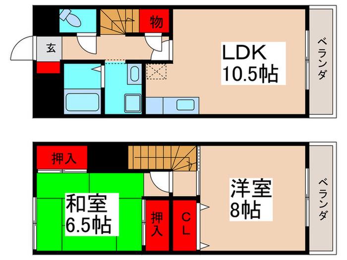 プラーティット本中山(2LDK/3階)の間取り写真