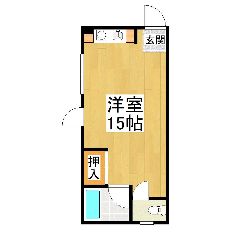 ワンルームマンション陶器北(ワンルーム/2階)の間取り写真