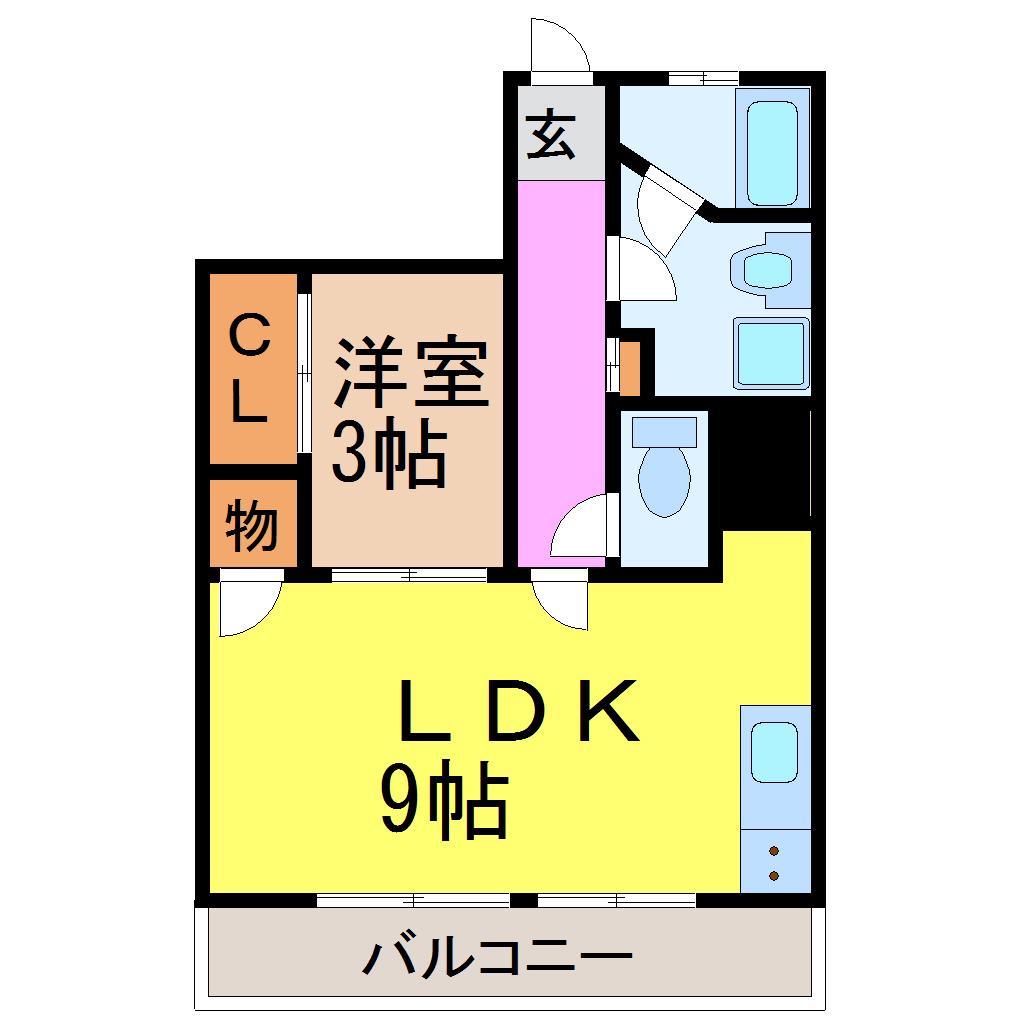名豊第2ビル(1LDK/4階)の間取り写真