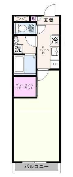 パークヒルズ鷺沼(1K/2階)の間取り写真