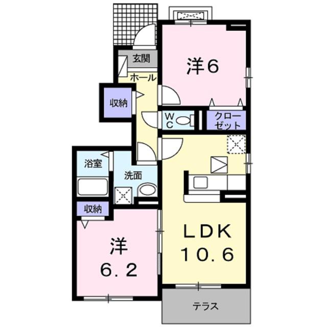 めぞん北山(2LDK/1階)の間取り写真