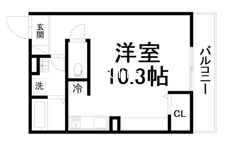 エスポワール東山(ワンルーム/2階)の間取り写真