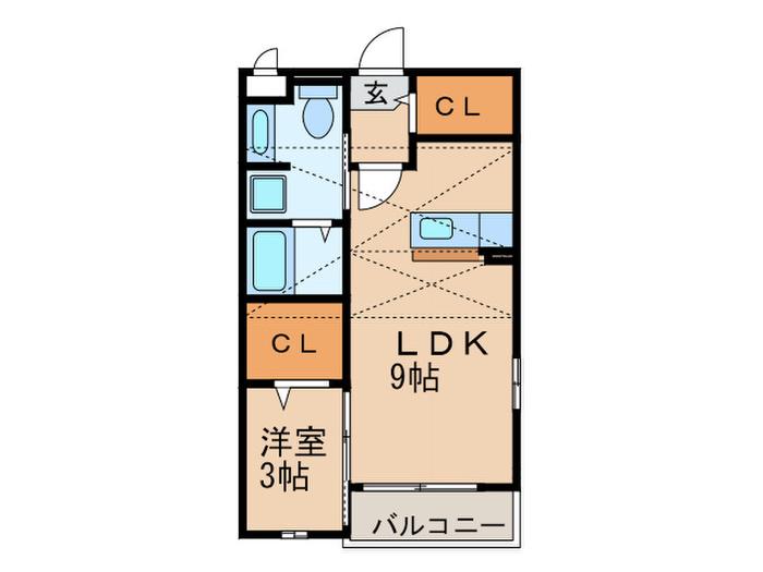 ヴィラ ブライト(1LDK/2階)の間取り写真