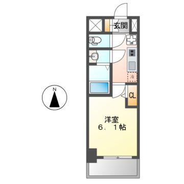 ディアレイシャス名古屋浄心II(1K/3階)の間取り写真