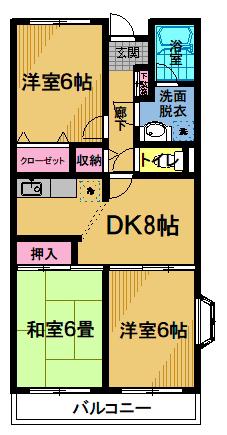 サンハーモナイズ(3DK/2階)の間取り写真
