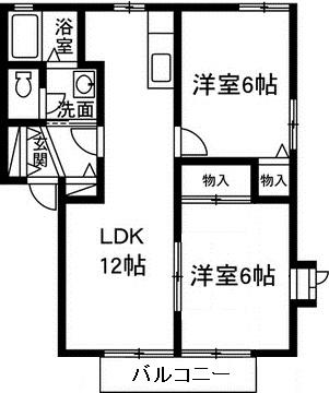 アベニール B(2LDK/1階)の間取り写真