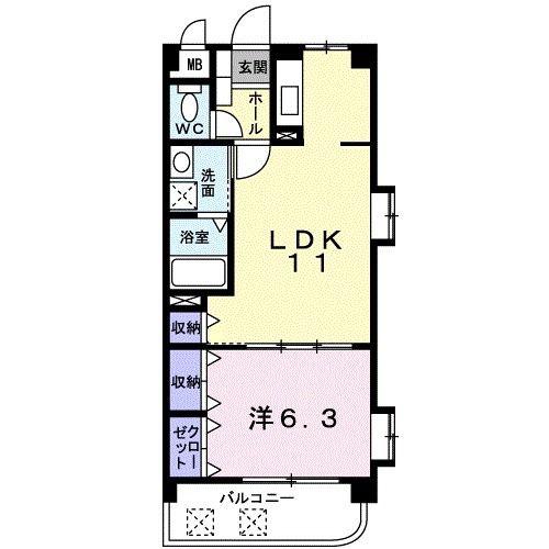 ボーフェン フィアー(1LDK/4階)の間取り写真