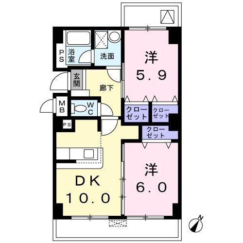 シー・グレース(2LDK/4階)の間取り写真