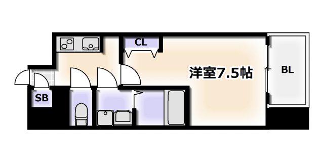 ミリアン四天王寺夕陽丘 II(1K/8階)の間取り写真