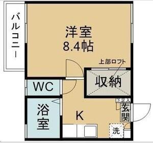 バーシティハウス花壇B棟(1K/2階)の間取り写真