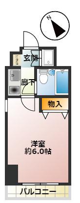 プラネット(1K/6階)の間取り写真