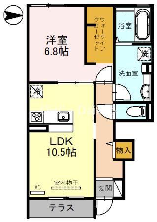 JR関西本線 八尾駅 徒歩8分 2階建 築4年(1LDK/1階)の間取り写真