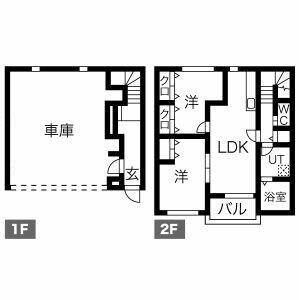 櫻GARAGE(2LDK/1階)の間取り写真
