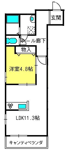 A MUSE(1LDK/3階)の間取り写真