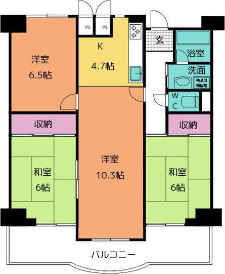 横須賀西(3LDK/7階)の間取り写真