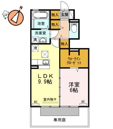 グリーンハイツ金沢(1LDK/1階)の間取り写真