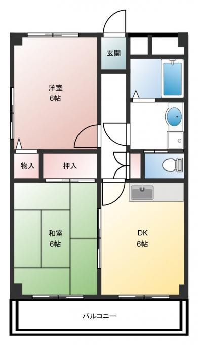 サンパレス六甲(2DK/2階)の間取り写真