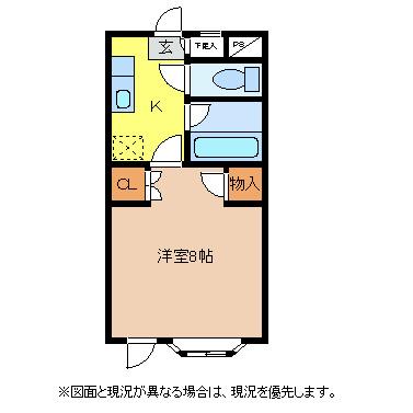 ヒューマンライフギブアンドギブA(1K/1階)の間取り写真