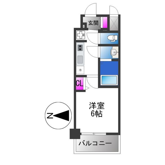 アドバンス大阪ベクエム(1K/2階)の間取り写真