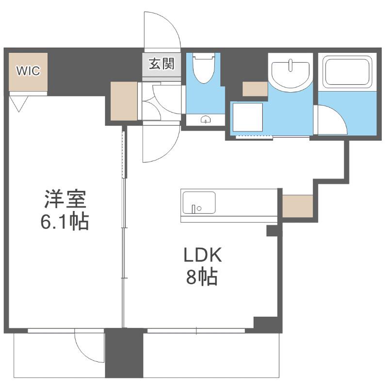 ラ・クラッセ札幌大通ウエスト(1LDK/9階)の間取り写真