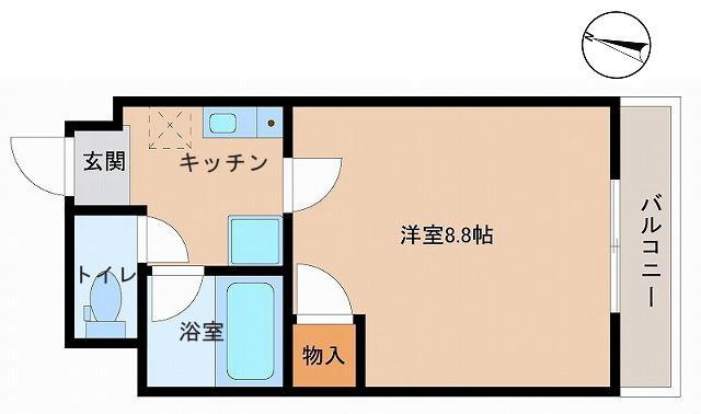 プレーンコート(1K/3階)の間取り写真