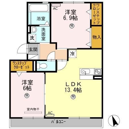 フラン トゥール(2LDK/3階)の間取り写真