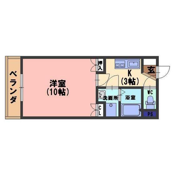 ドリームレバンテ旭光(1K/2階)の間取り写真