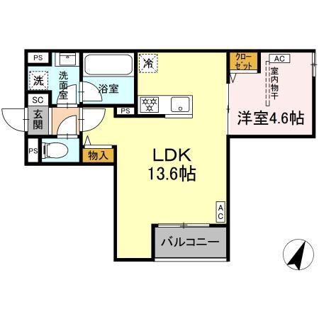 MOCRAFT南小岩(1LDK/1階)の間取り写真