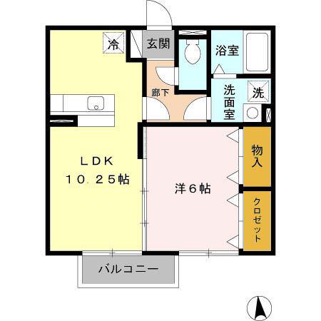 CASA・L B(1LDK/2階)の間取り写真