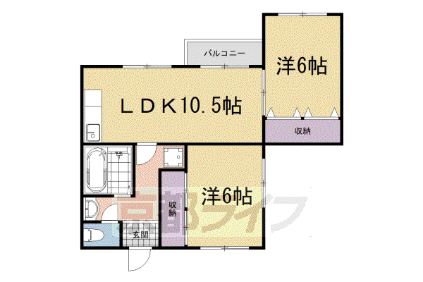 第44長栄ロイヤルコーポ瀬田(2LDK/1階)の間取り写真