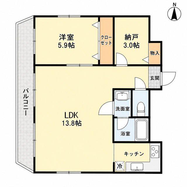 ハイツ神戸西(1LDK/1階)の間取り写真