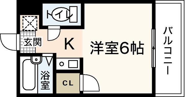 ウィンディア海老園(1K/5階)の間取り写真