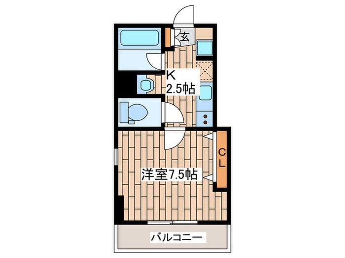 グレース川崎II(1K/5階)の間取り写真
