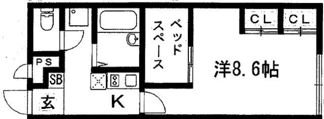 フレンドリー1(ワンルーム/1階)の間取り写真