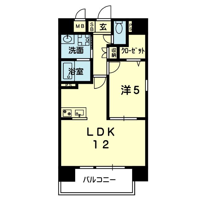 ミリーサ呉服町(1LDK/6階)の間取り写真