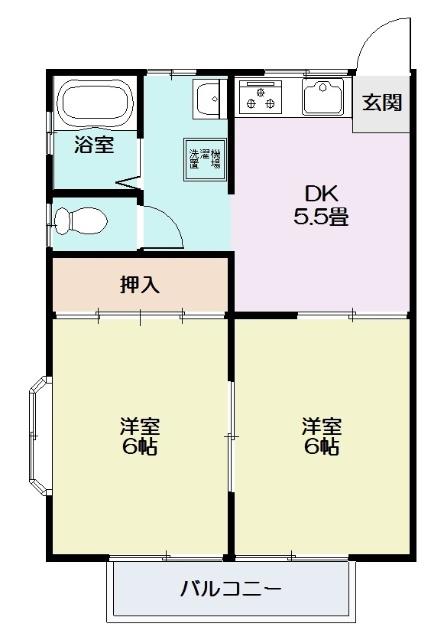 レヂオンス志賀(2DK/2階)の間取り写真