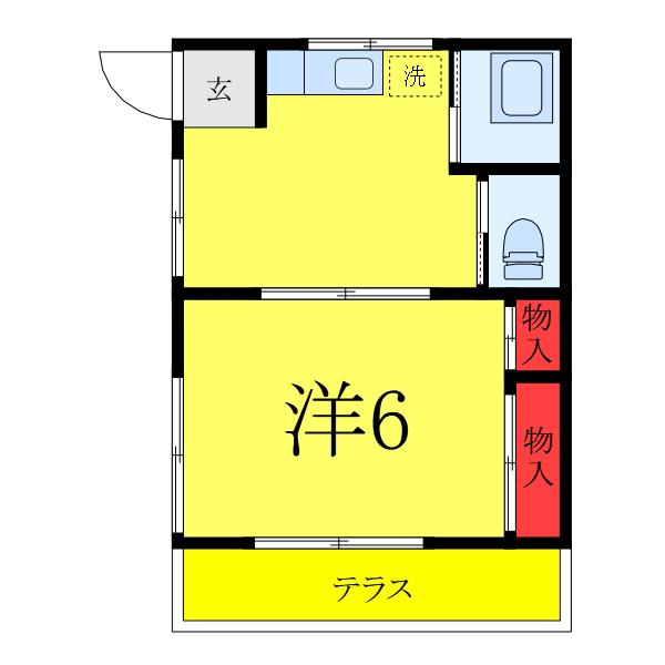 森屋荘B(1DK/1階)の間取り写真
