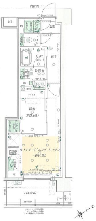 イニシア横浜天王町(1LDK/7階)の間取り写真